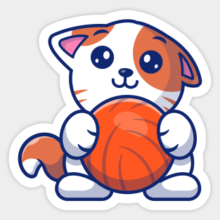 Cute Cat Playing Ball Cartoon (5) Sticker